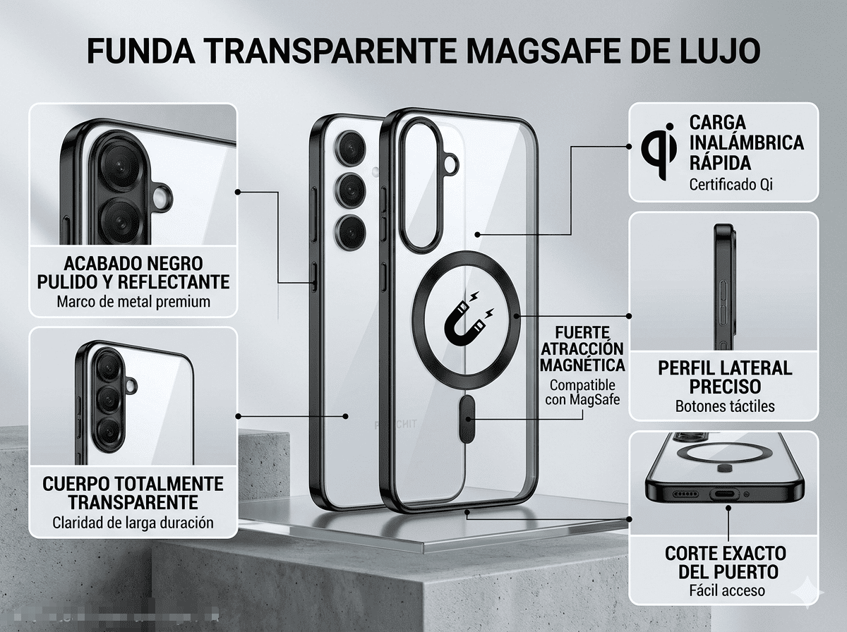 Case Magnético Premium para Samsung Galaxy S25 - Bordes Metálicos - Imagen 2